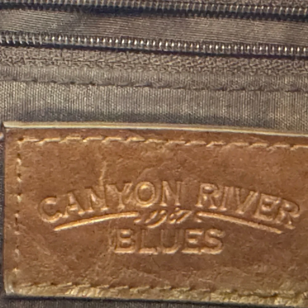 Vintage Large BOHO Canyon River Blues 90s Vegan Leather Shoulder Bag MINTY